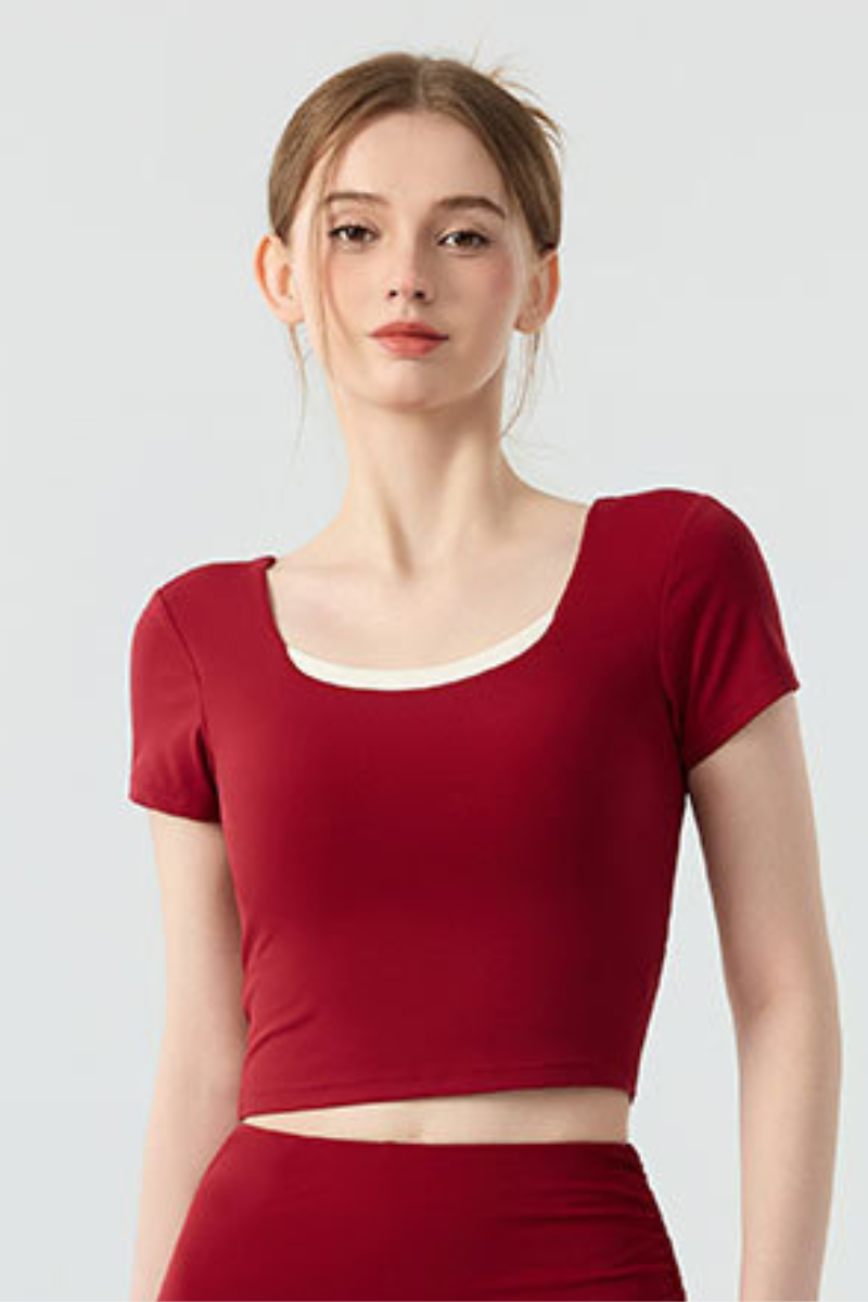 Women's Bow Cutout Back Padded Naked Feel Yoga T-shirt