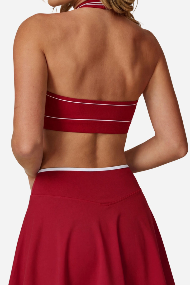 Women's Athletic Color Bock Halterneck Bra