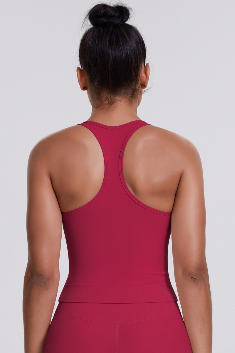 Women's Brushed Solid Racerback Sports Yoga Tank Top