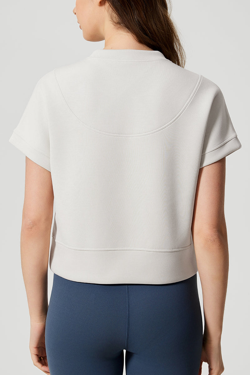 Women Round Neck Short Sleeve Drop Shoulder Sleeve Loose Running Sports Fitness Yoga T-Shirt