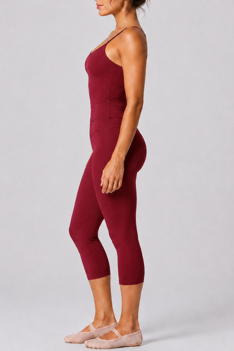 Women's Adjustable Thin Strap Tank Top And Capri Yoga Set