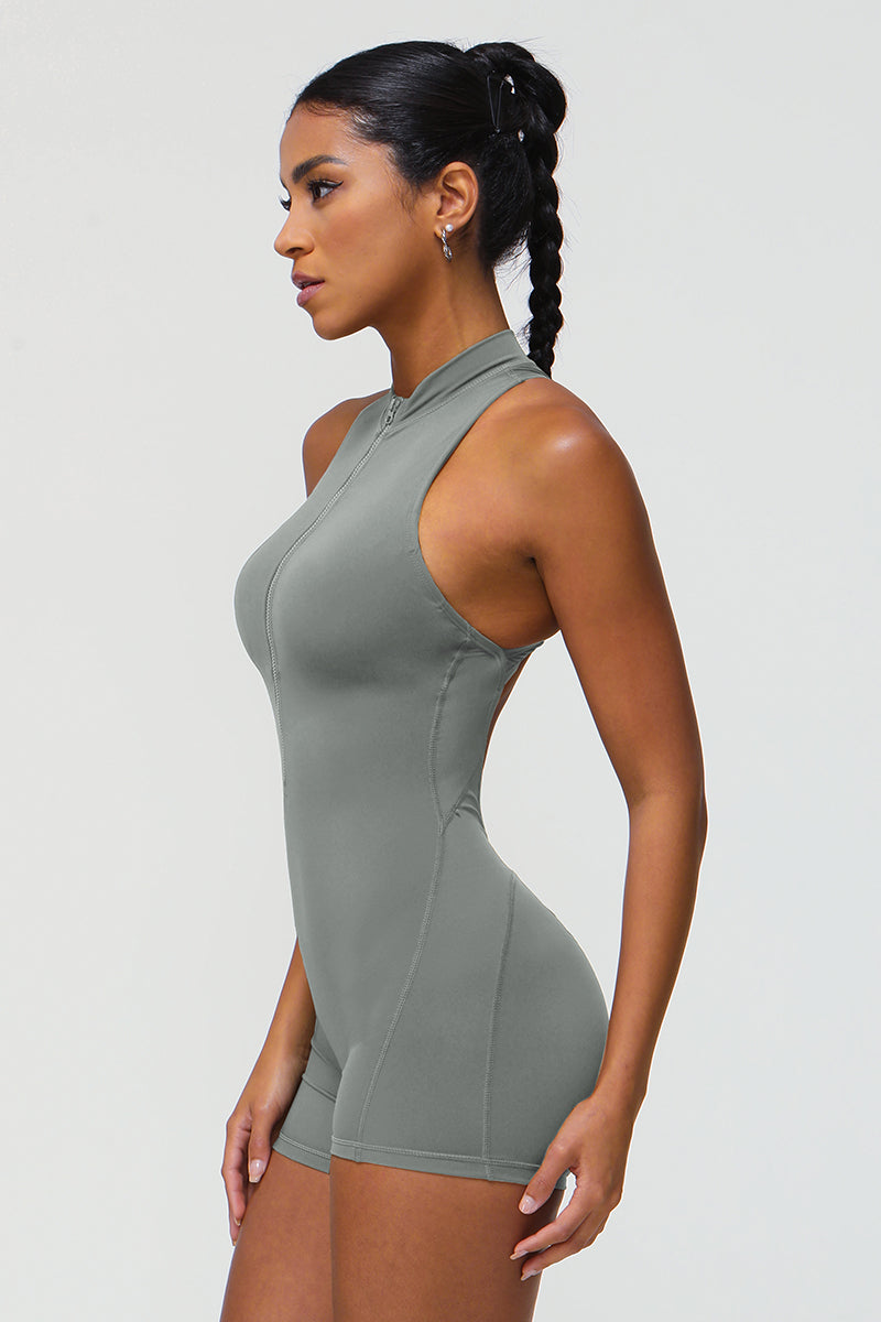 Women Half Zipper I-Back Sport Jumpsuit