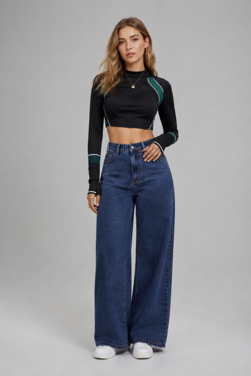 Women's High Waist Heavyweight Wide Leg Jeans
