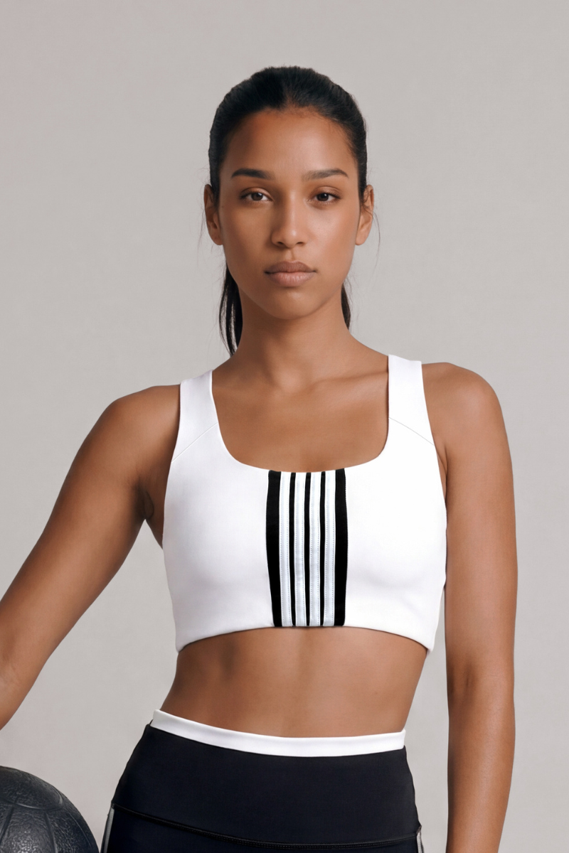 Women's Color Block Wide Strap Back Cutout Sports Bra