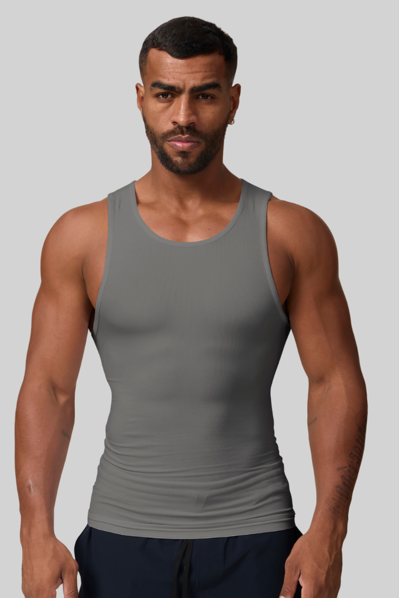 Men's Threaded Tound-Neck Sports And Fitness Tank Top