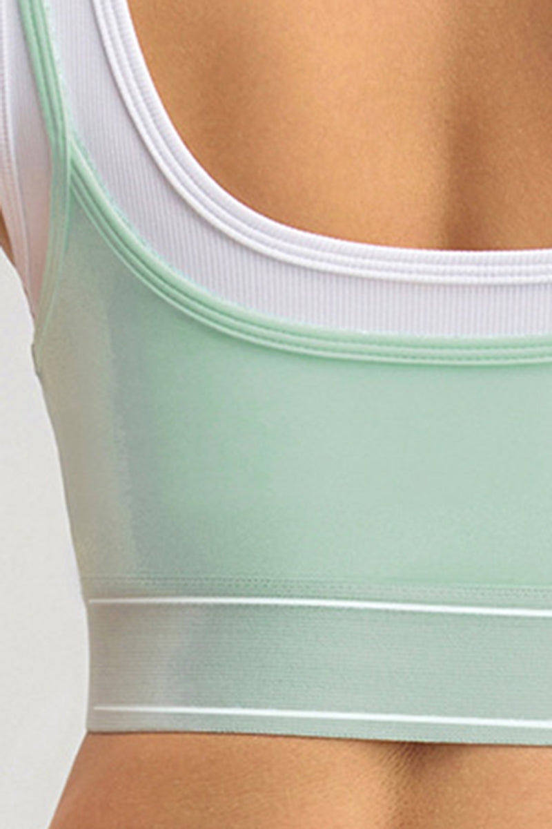 Women's Color Block Two-Piece Sets:Bra And Skirt