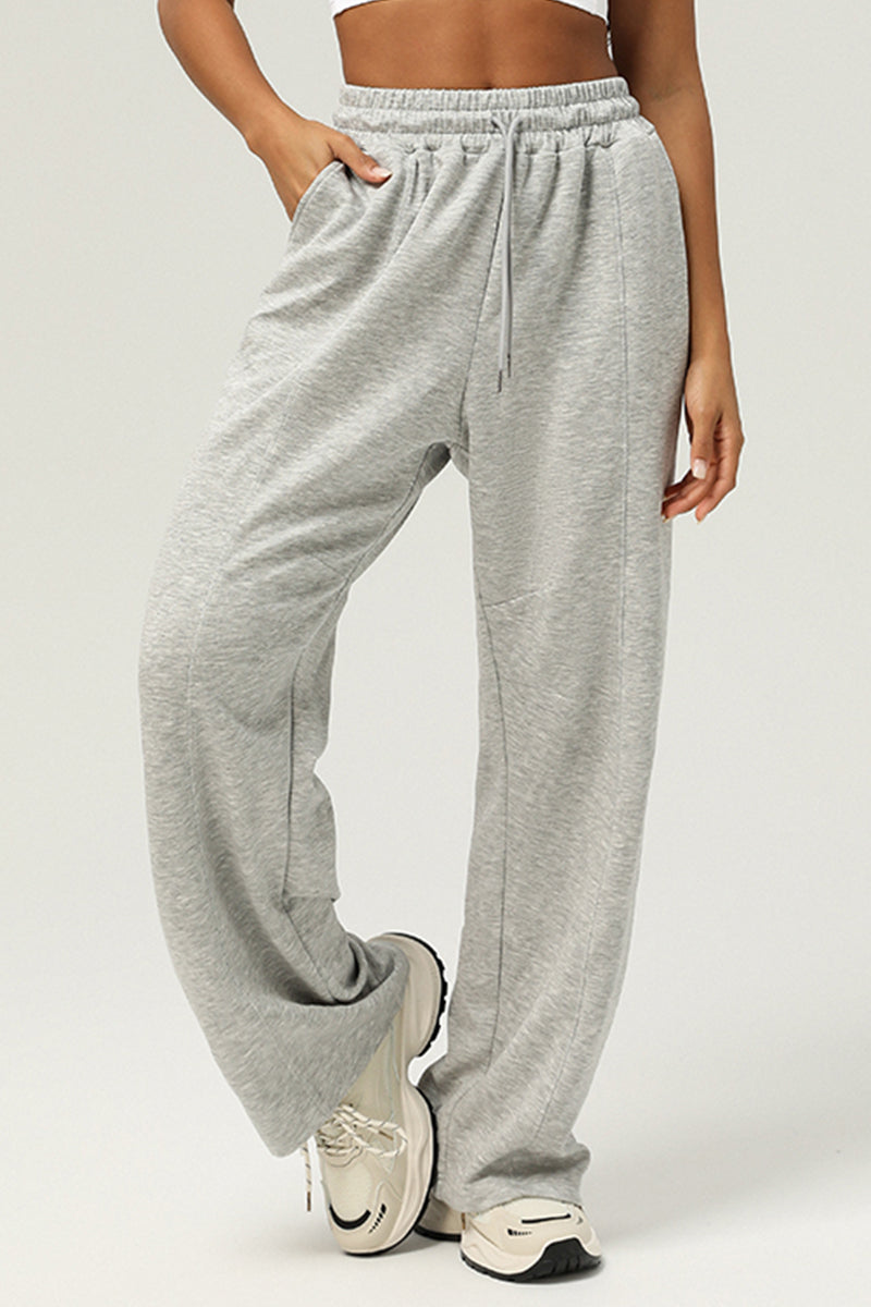 High Waist Drawstringwide Leg Pants