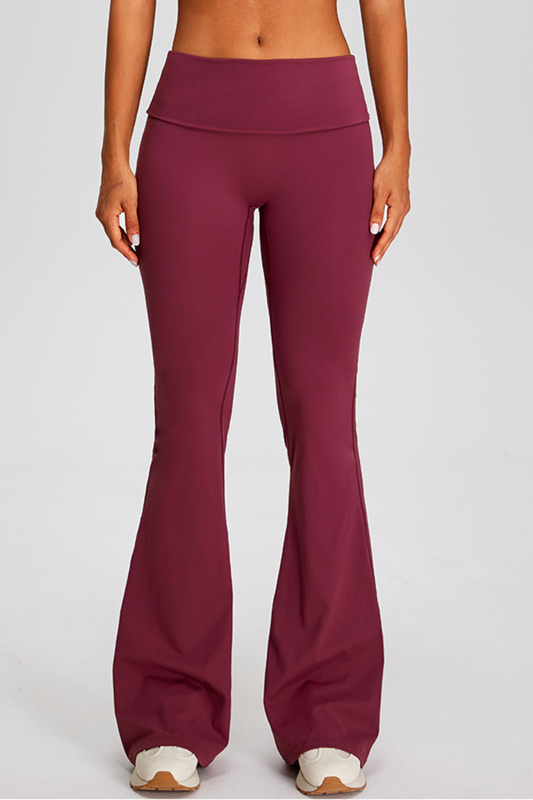 Women's Athletic Solid Pleated Buttocks Lift Flare Pants