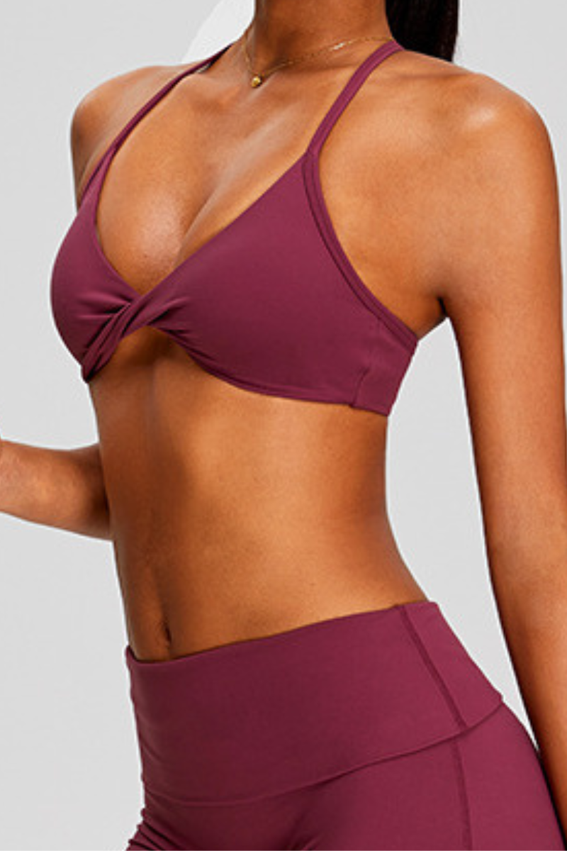 Women's Cross-Back Adjustable Twist-Front Yoga Sports Bra