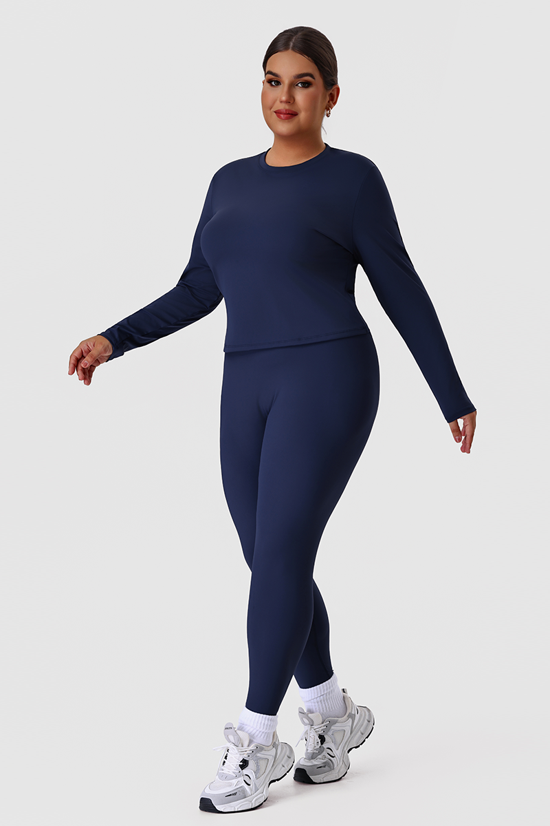 Plus Size Women's Long Sleeve Tee & Yoga Leggings Two-Piece Set