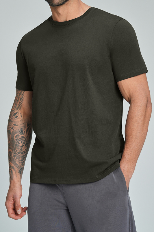 Men's Summer 100% Organic Cotton Solid Crew Neck Sports Tee