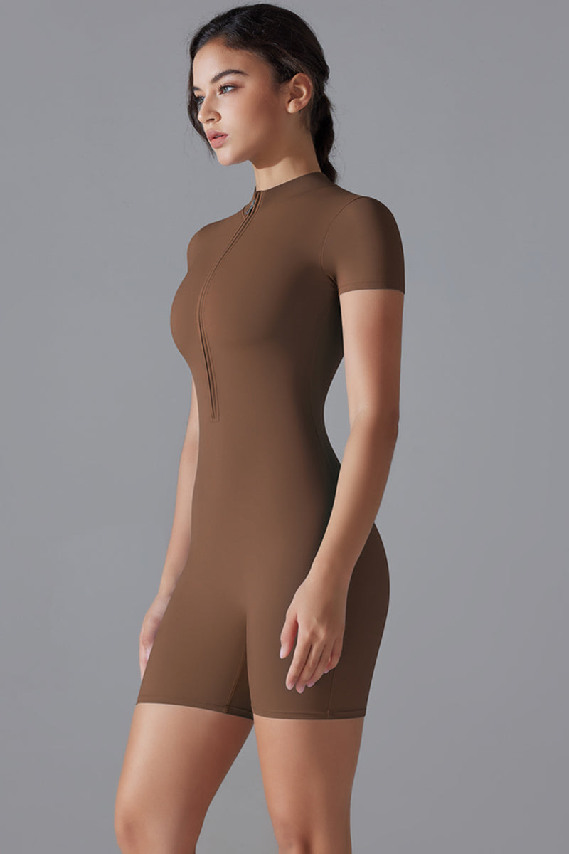 Women'S Half-Zip Tight-Fitting Sports Jumpsuit