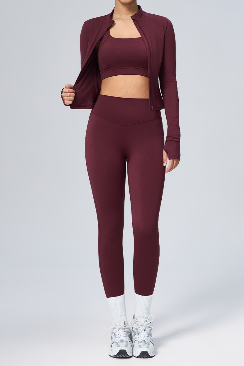 Women's 3-Piece Set :Jacket Sports Bra &Jacket & Leggings