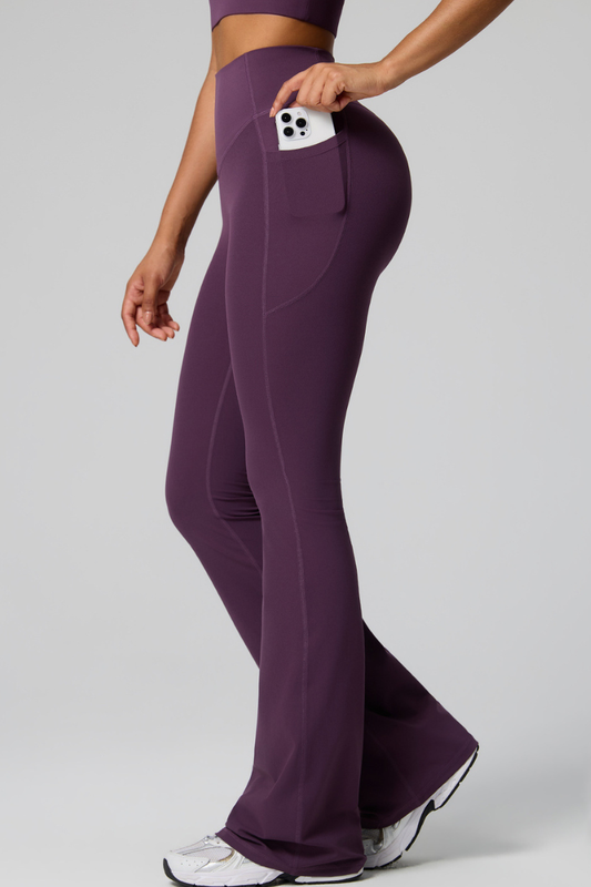 Women's High Waist Side Pocket Sculpting Flare Yoga Pants
