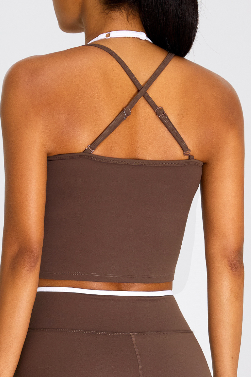 Women's Color-Block Cross-Back Padded Yoga Tank Top