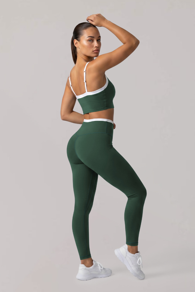 Women's Athletic Color-Blocked Bra And Leggings Yoga Sets
