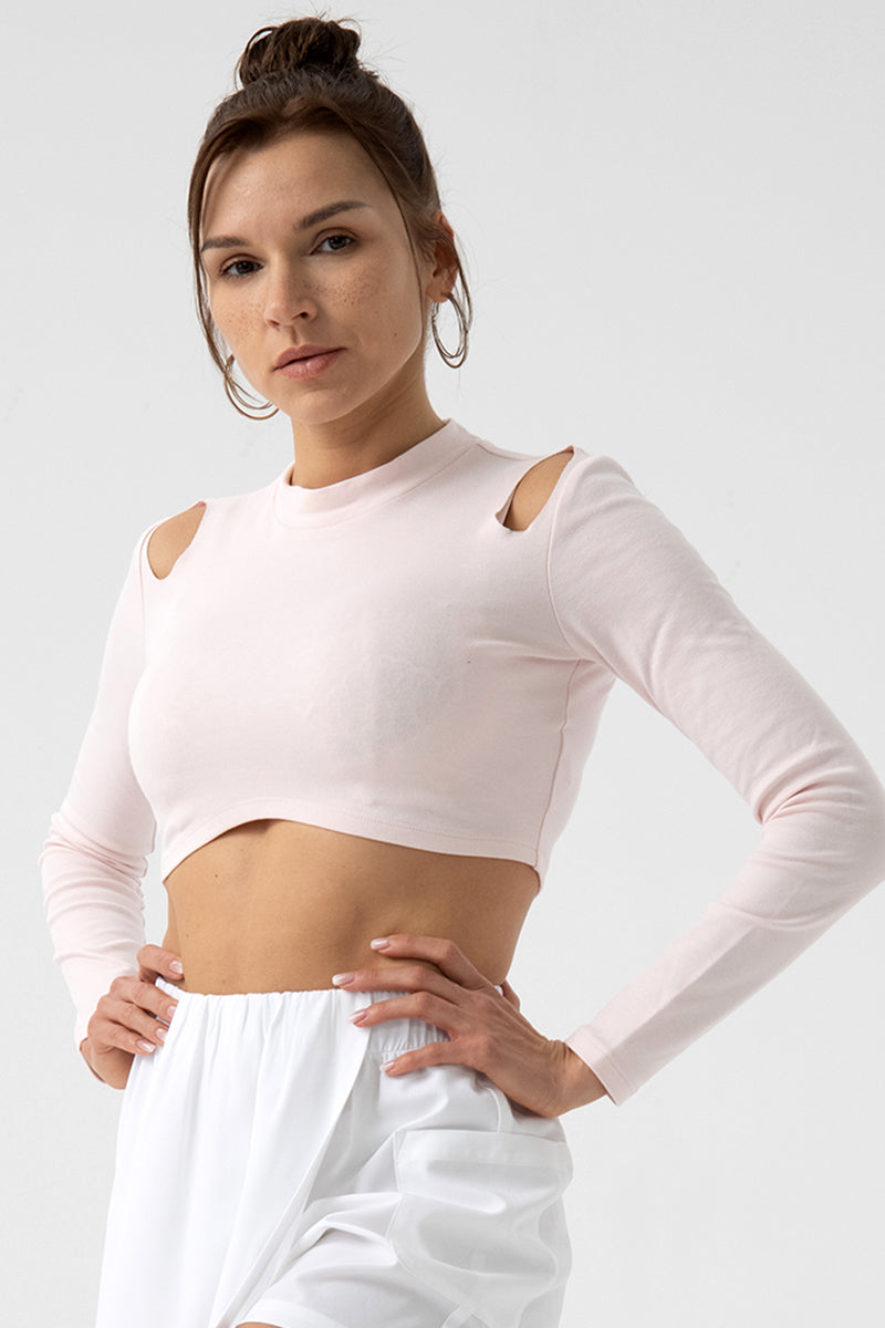 Women Eco-Friendly Organic Cotton Strapless Long Sleeve T-Shirt Fitness Dance Fashion Outwear Yoga Sports Tops