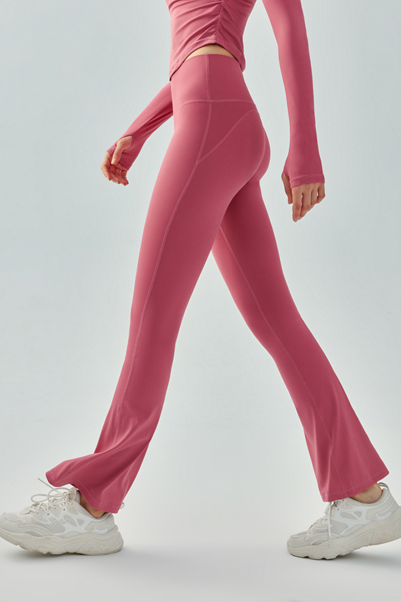 Women's Athletic High-Waisted Slim Fit Solid Flared Pants
