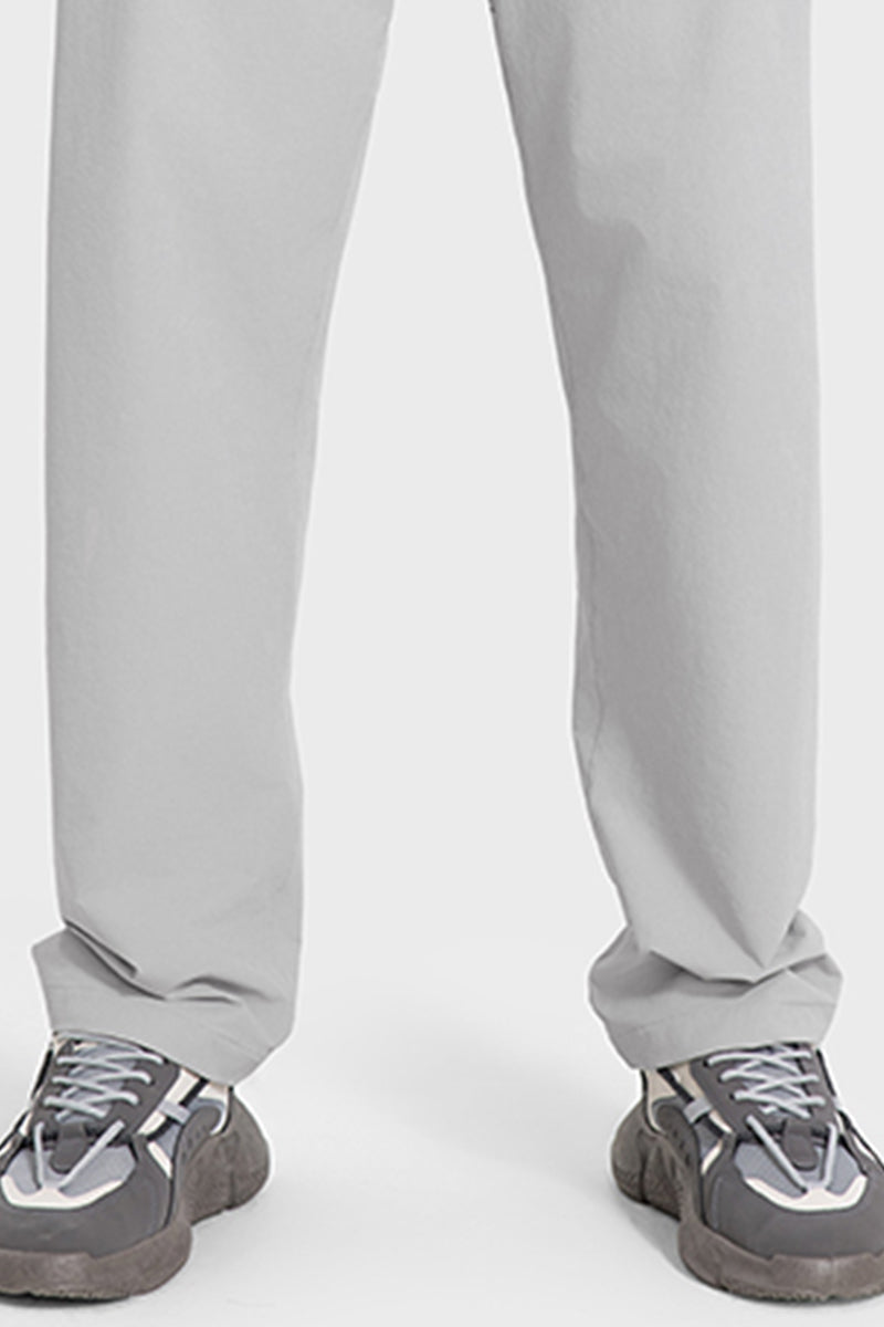Men Loose Lightweight Quick-Dry Breathable High-Elastic Draped Straight-Leg Workout Sweatpants