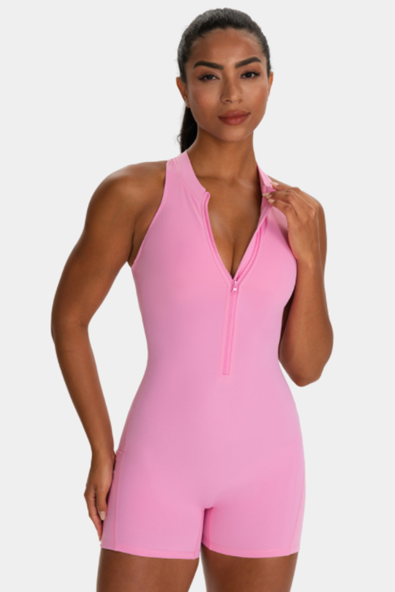 Women's Hollow Out Pocket Pleated Buttocks Lift Jumpsuit