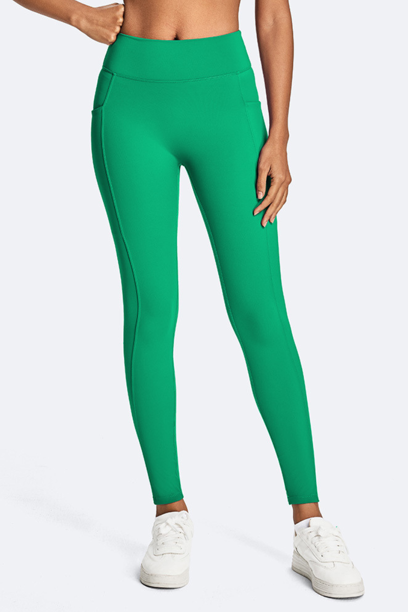 Women's Athletic Side Pocket Ruched Back Seam Yoga Leggings