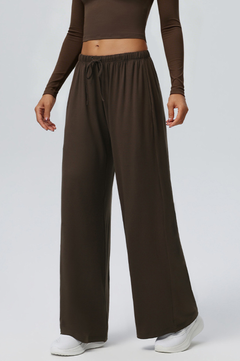 Women's Drawstring High Waist Drape Wide Leg Casual Pants