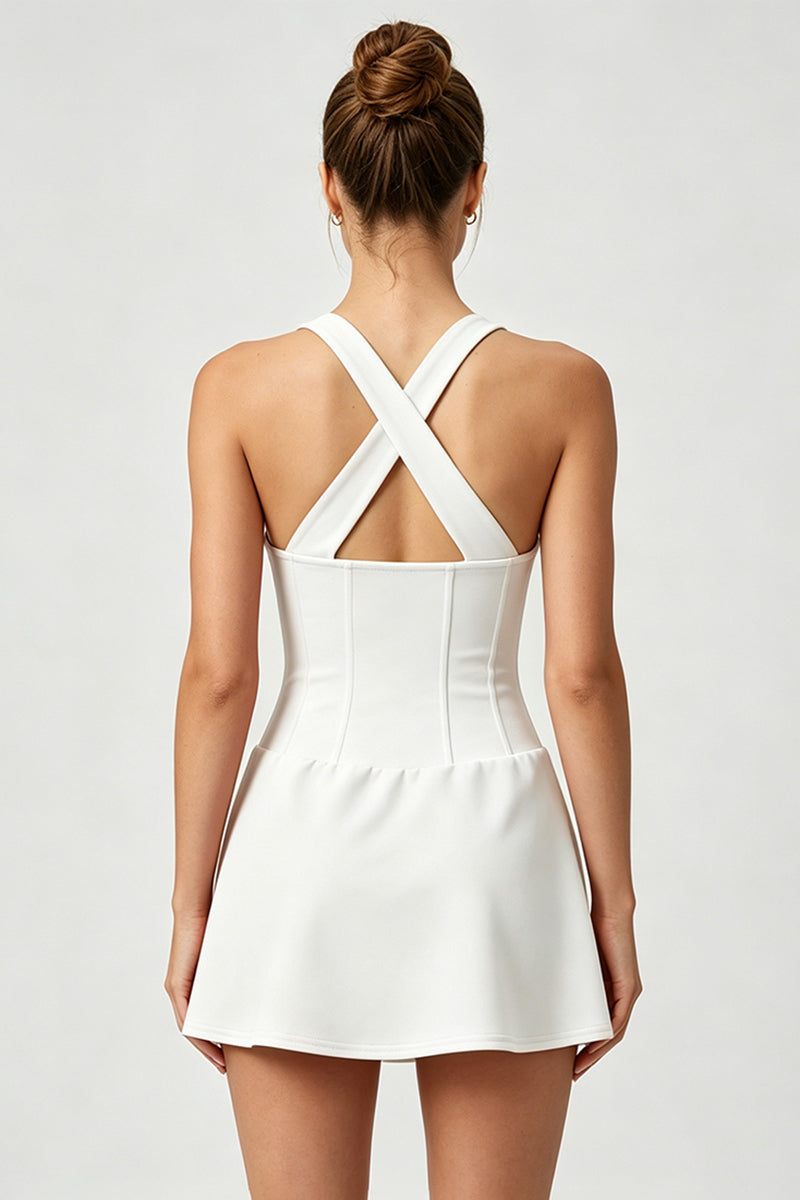 Women's Corset-Style Tennis Dress with Built-In Shorts