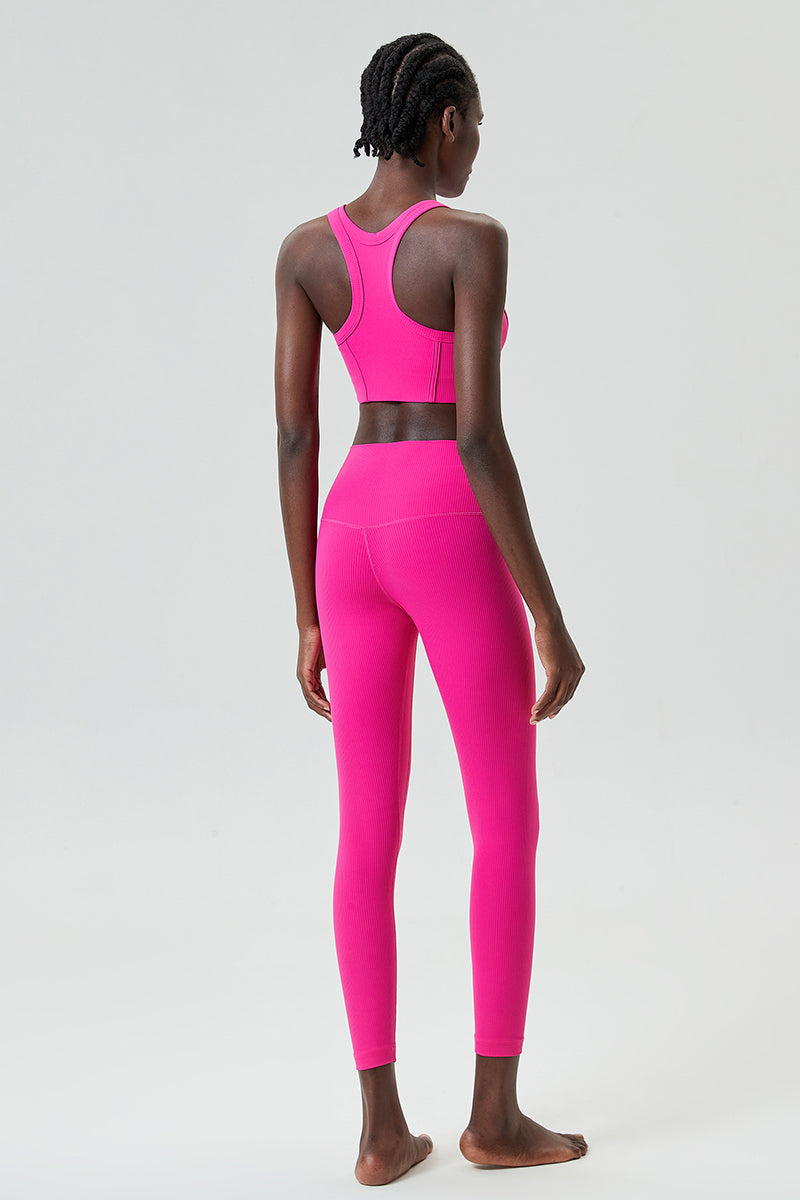 Threaded back with bra &leggings 2-piece set