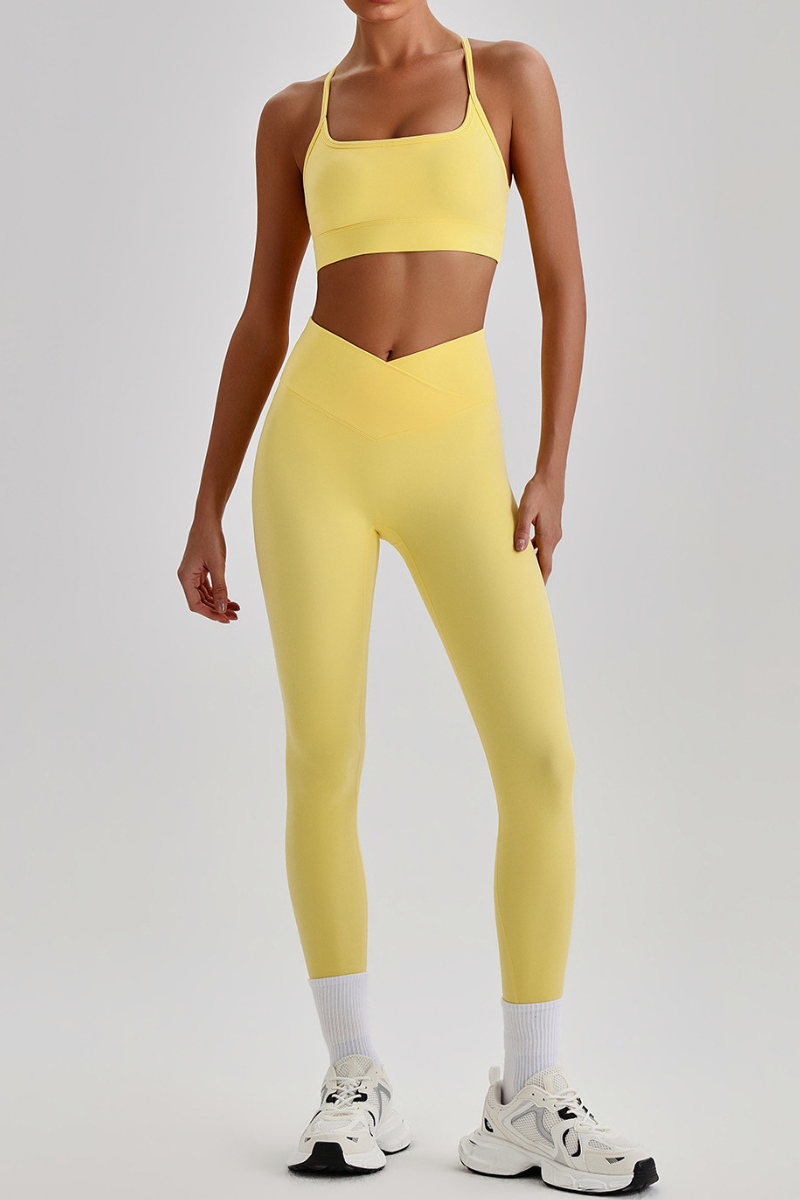 Women's  Crisscross Back Bra & V-Waist Yoga Leggings Set