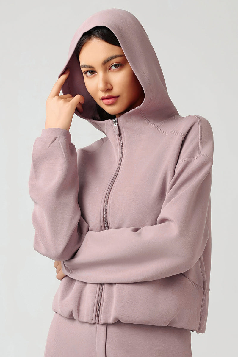 Women'S Loose Hooded Zipper Jacket