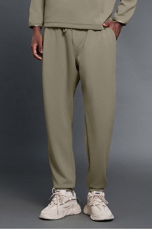 Men Air Layer Loose Straight Leg Sweatpants with Drawstring Cuffs