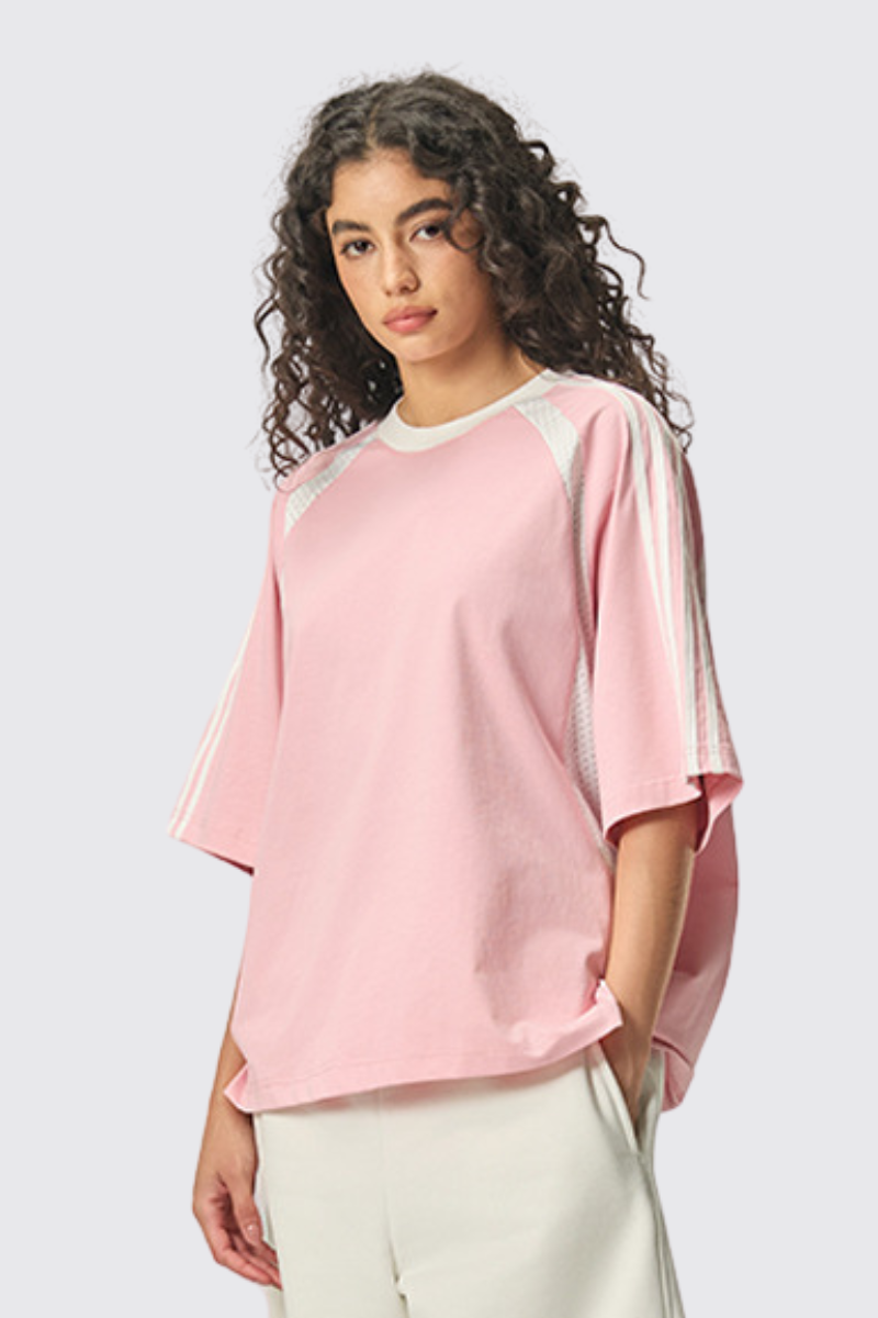 Women's 260g Cotton Mesh Stripe Patch Tee