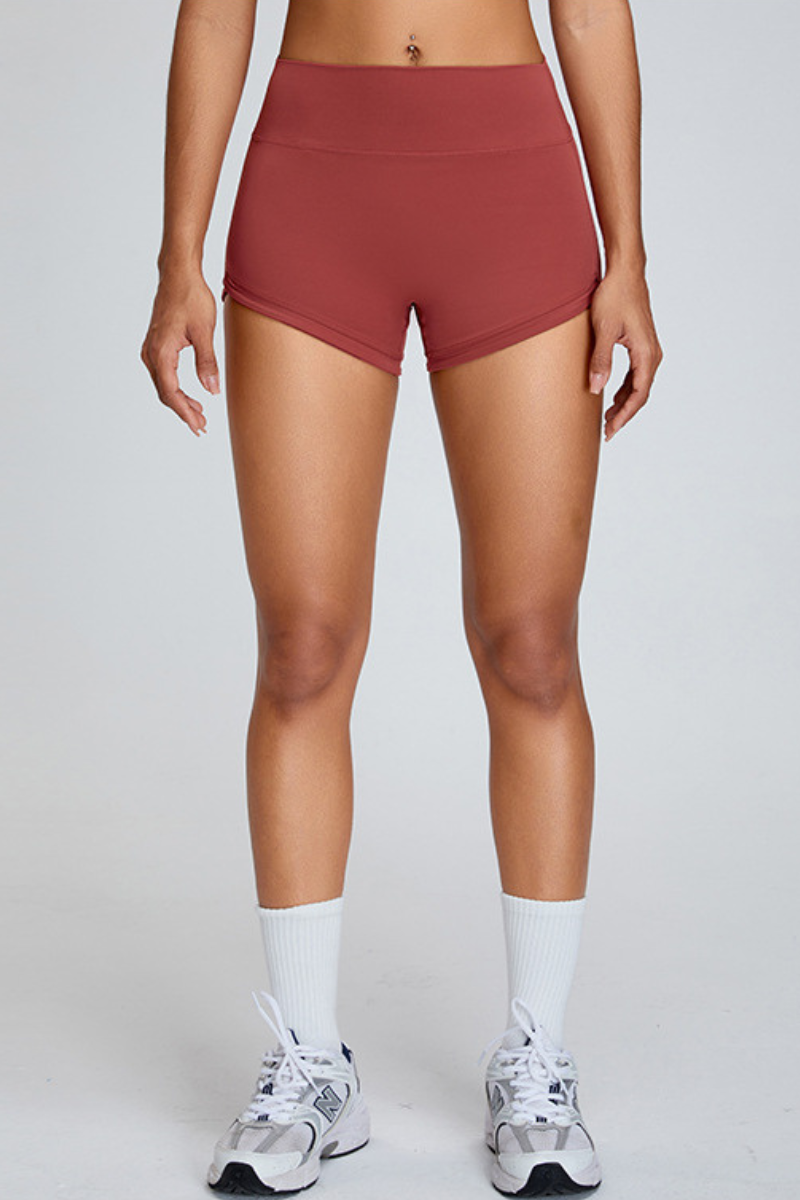 Women's Athletic Pleated Buttock Lifts Solid Yoga Shorts