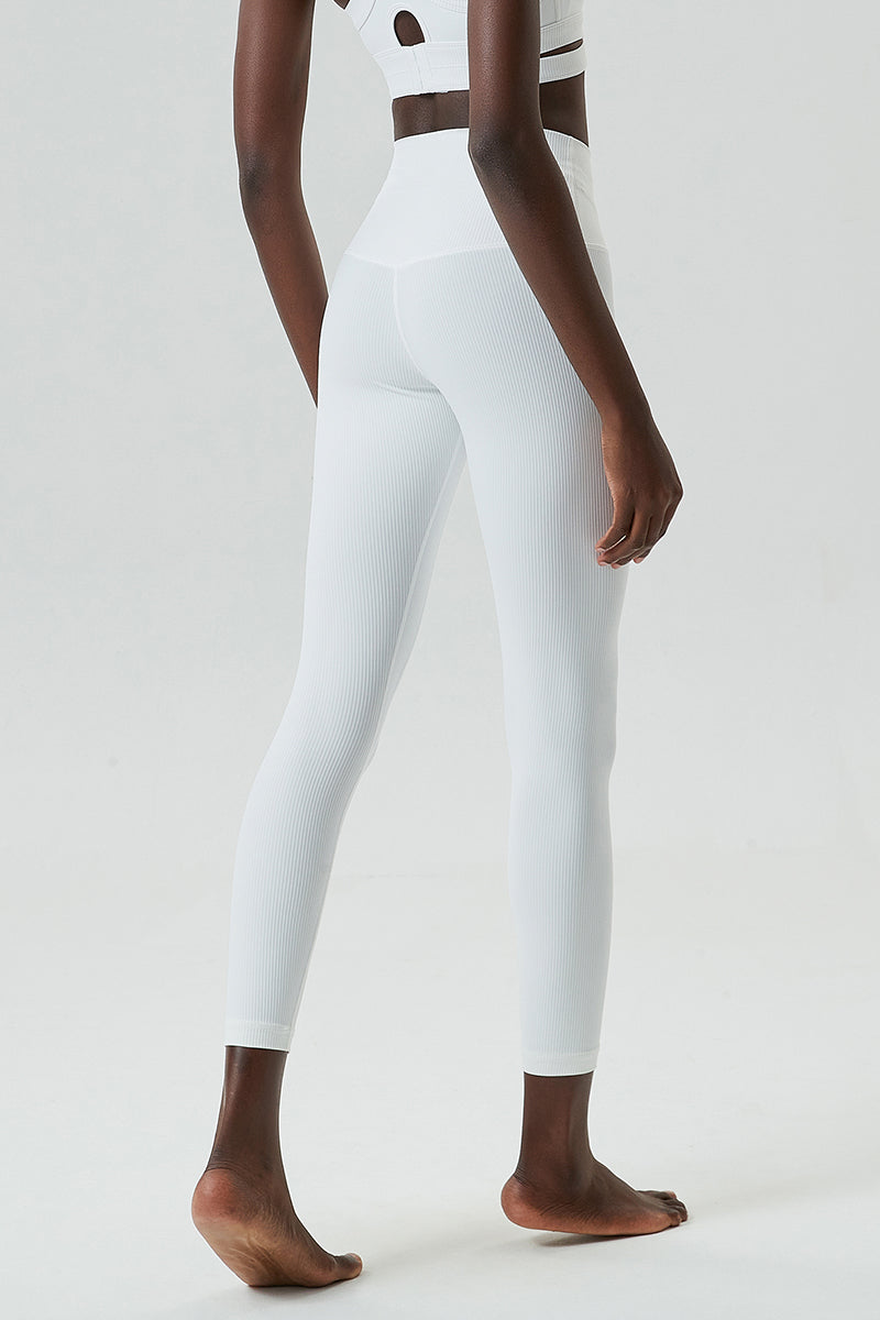 Solid high-rise threaded athletic leggings