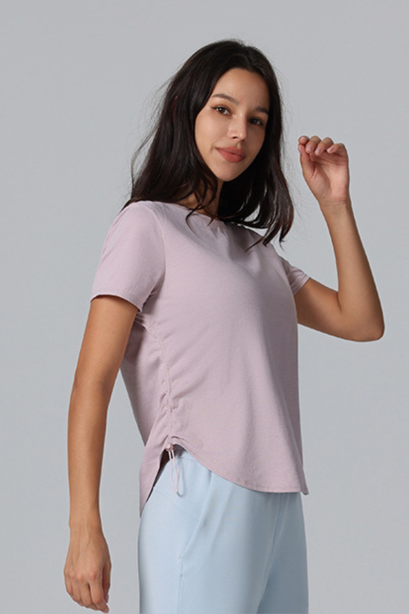 Women's Breathable Side Drawstring Slimming Workout T-Shirt