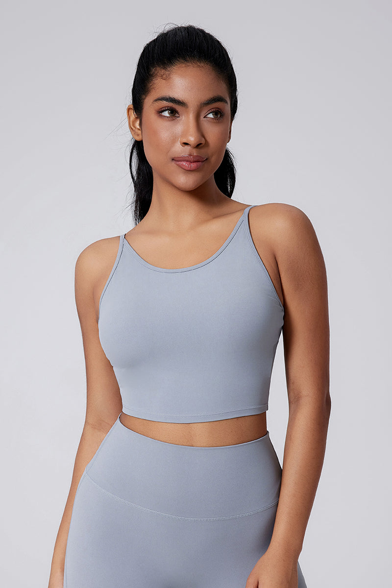 Women Cutout Ruching Back Naked-Feel Yoga Running Outdoor Sports Bra