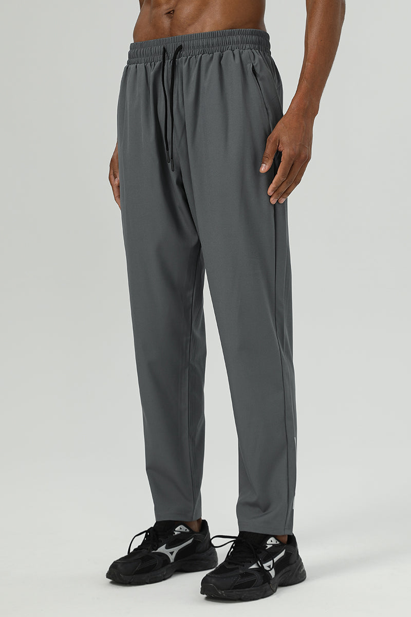 Men 4-Way Stretch Quick-Drying Breathable Water-Resistant Reflective Straight Leg Cropped Sports Pants