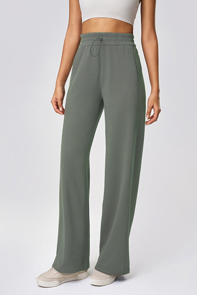 Women High-Waist Drawstring Loose Wide-Leg Yoga Running Sport Sweatpants