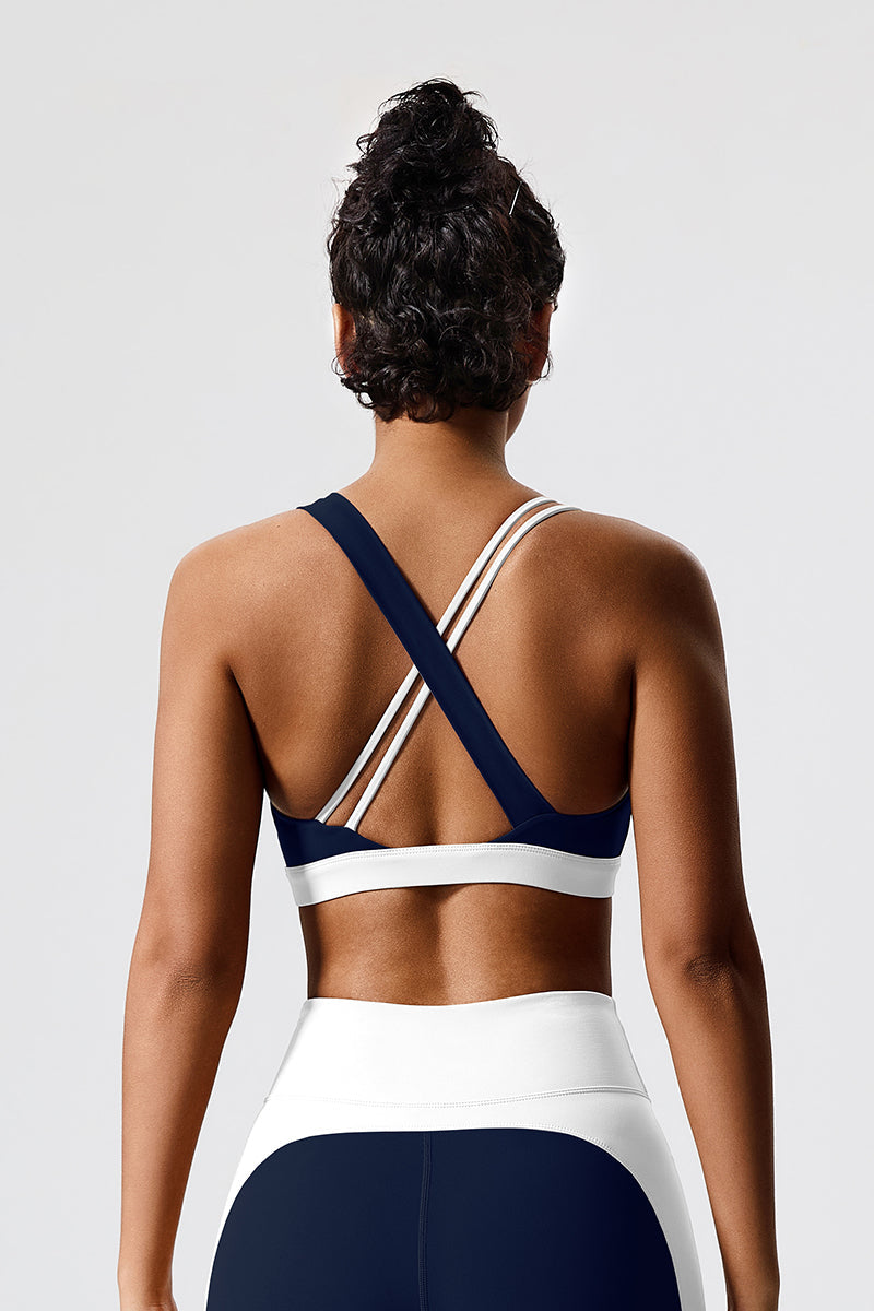 Women Eco-Friendly Fabrics Cross Back Color Collision With Padded Running Casual Sports Fitness Yoga Tank Tops