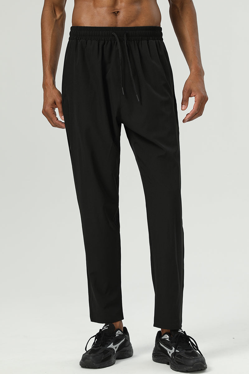 Men 4-Way Stretch Quick-Drying Breathable Water-Resistant Reflective Straight Leg Cropped Sports Pants