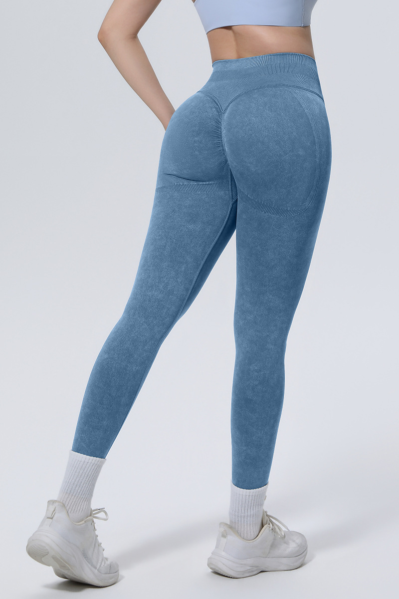 Women's Athletic Seamless Washed Pleated Yoga Leggings