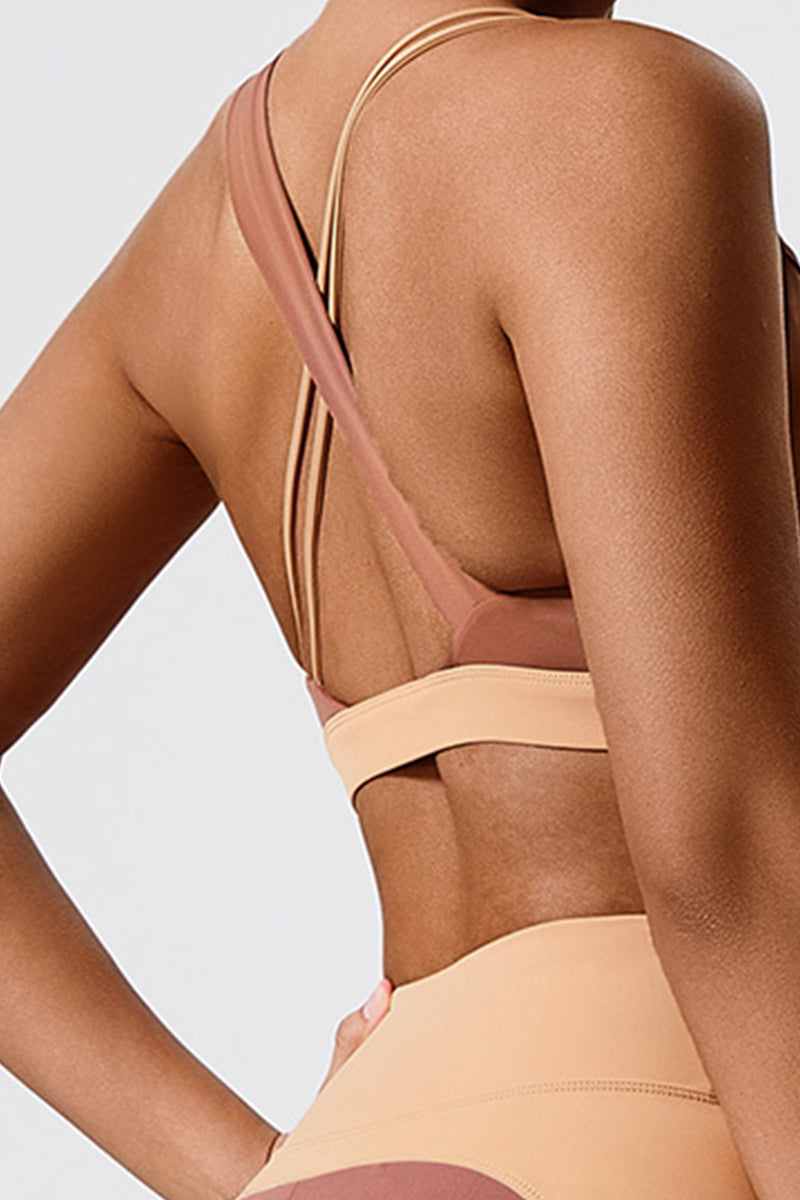 Women Eco-Friendly Fabrics Cross Back Color Collision With Padded Running Casual Sports Fitness Yoga Tank Tops