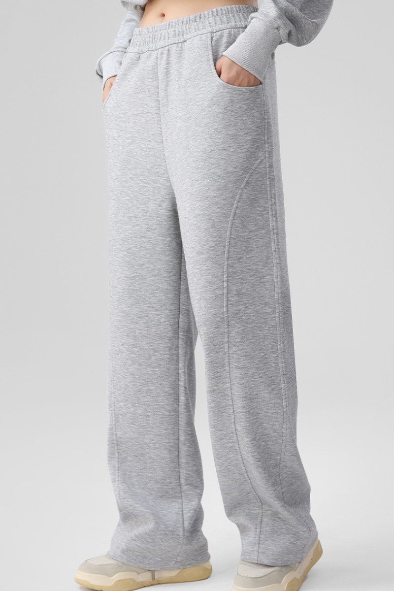 Women's Fall Elastic Waist Seamed Wide Leg Athletic Pants