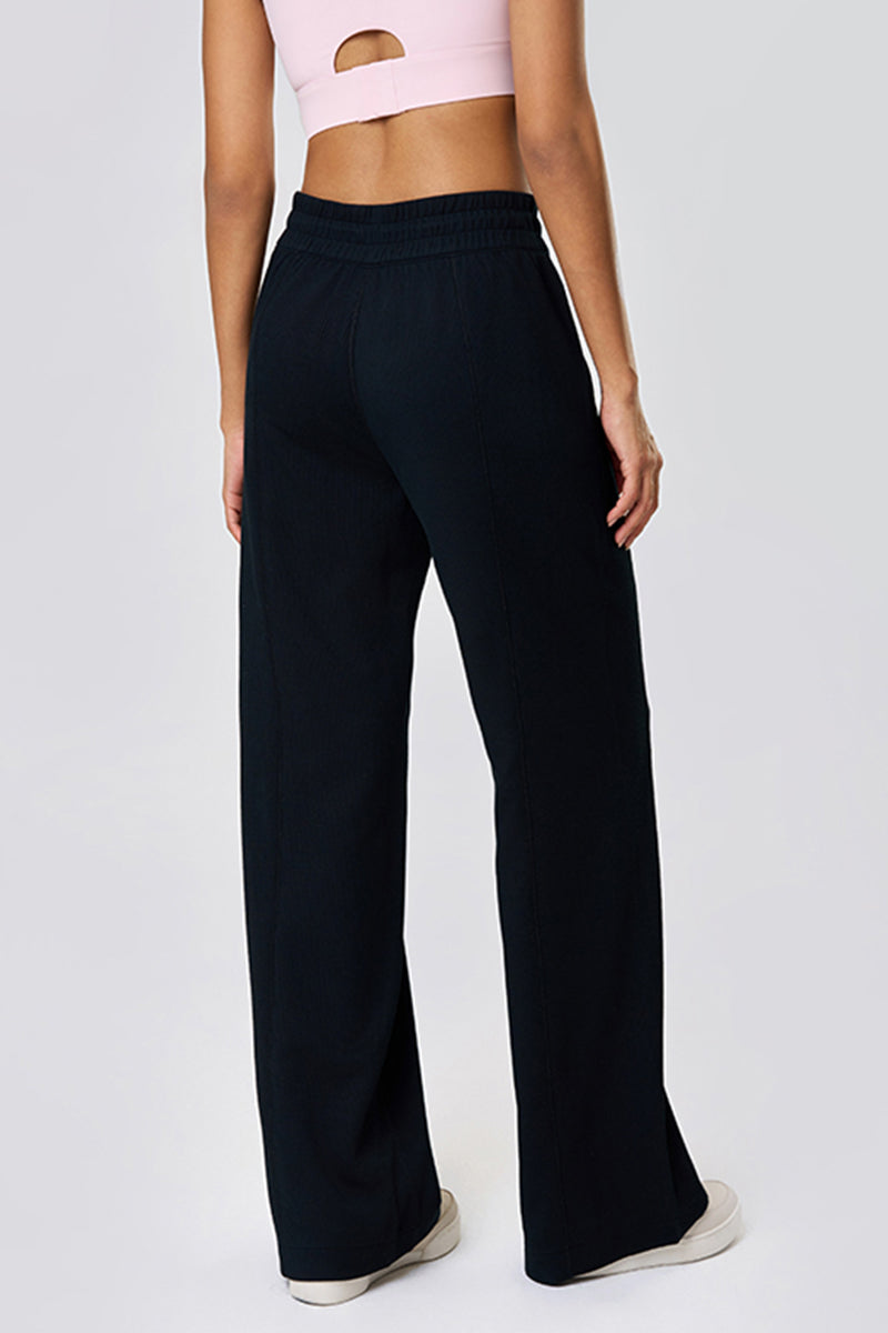 Women High-Waist Drawstring Loose Wide-Leg Yoga Running Sport Sweatpants