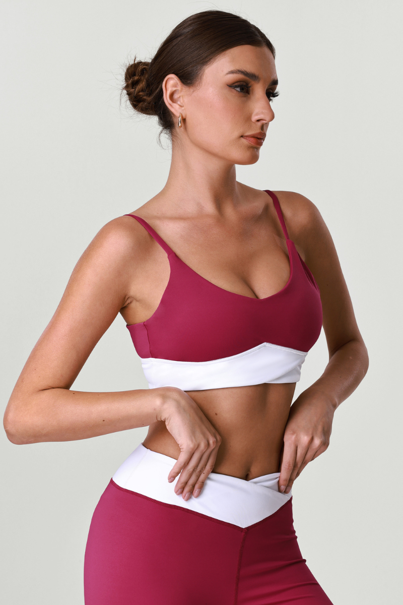 Women's Color-Block Naked Feel Thin Straps Yoga Sports Bra