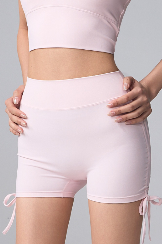 Women's High Waist Side Drawstring Yoga Workout Shorts
