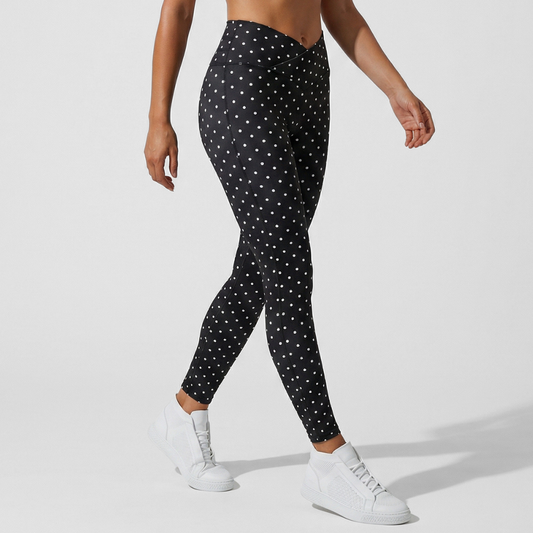 Women's Athletic Polka Dot Cross V-Waist Yoga Leggings