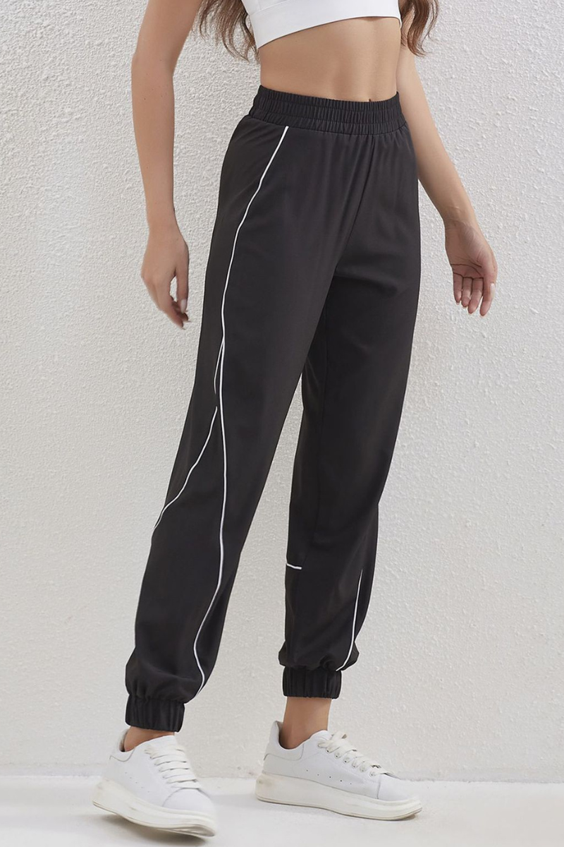 Women's Contrast Stripe Stitch Elastic Cuff Quick Dry Jogger