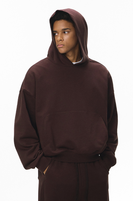 Men's  Fall 380G Heavyweight Cropped Drop Shoulder Hoodie