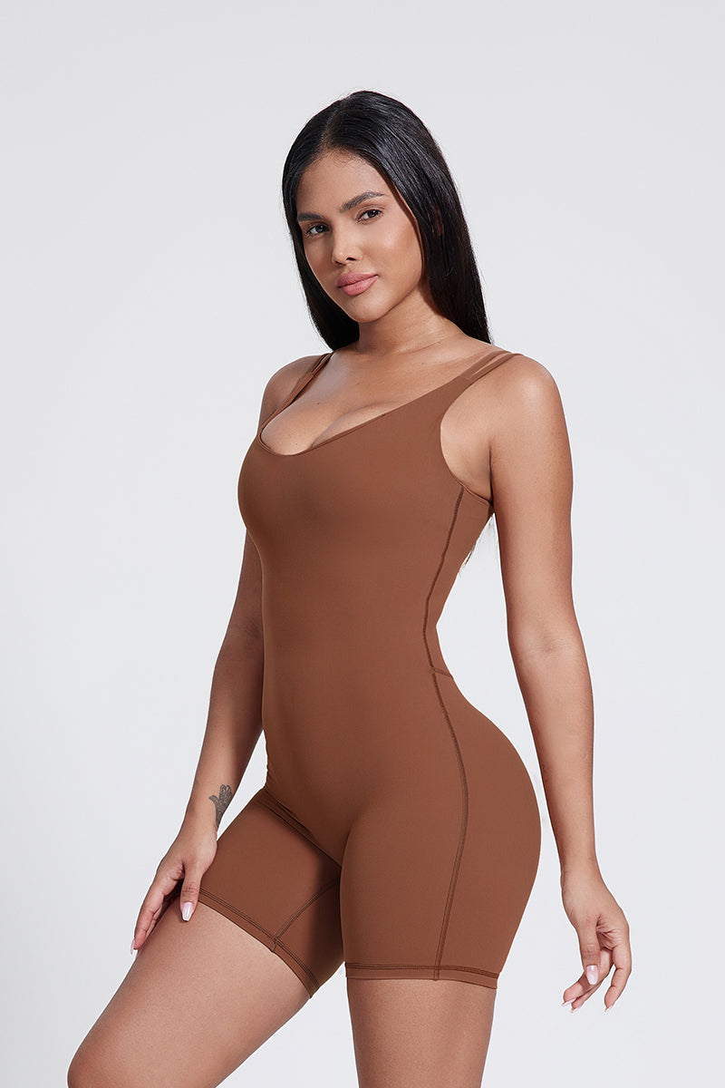 Women'S Dance Fitness V-Neck Double Strap Bodysuit